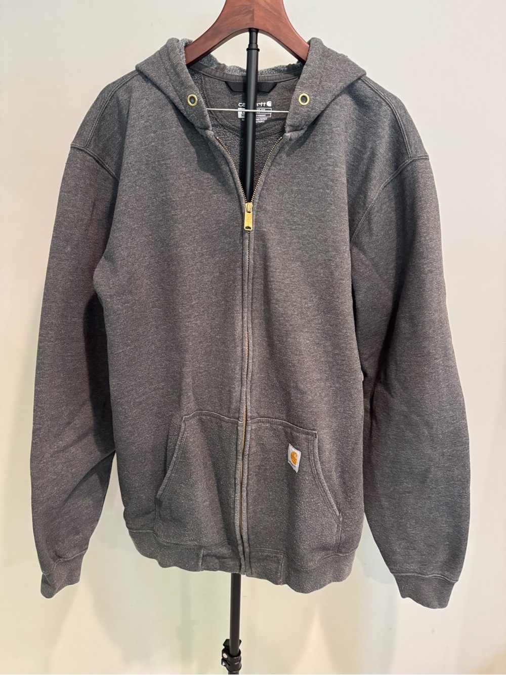 Carhartt Men's Charcoal Gray Full-Zip Hoodie Farm Rugged Outdoor Gorpcore L Tall